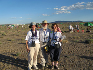At eclipse viewing site, Carol Weil, Jerry Maltz and Judith Shanks