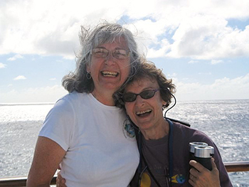 Judy Anderson and Judith, giggling girlishly